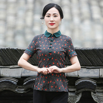 Junya Tang Bottling Women China Wind Qipao Blouse Blouse Summer Short Sleeve Disc Buckle Repair Body Display Slim Retro Fashion Chinese Womens Clothing