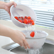 Double plastic drain basket washing basin washing basket kitchen Home creative rice washing fruit basket fruit plate