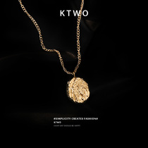 Korea new fashion temperament kgold color lucky stone necklace female simple niche ins tide cold wind choker