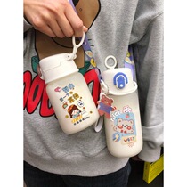 With straw water cup glass bottle 2020 new fashion cute female student simple fresh portable matte cup