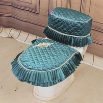 高档绒丝布艺马桶垫套 坐垫圈坐便套罩三件套欧式