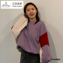South Korea direct mail ssunny color color round neck Lady plus Velvet female 2020 New loose Korean bf lazy wind