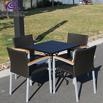  Outdoor table and chair balcony rattan chair three-piece set simple leisurely aluminum courtyard bar cafe outdoor table and chair five-piece set