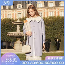 Le Cho sweet doll collar coat 2020 winter new mid-length popular sheep wool coat womens autumn and winter