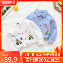 Childrens shirt new spring and autumn 2021 tide Joker cartoon boys shirt cotton baby baby long sleeve shirt