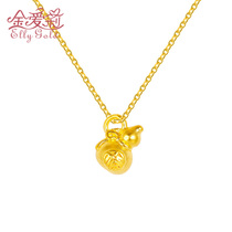 Jin Aili new gold gourd pendant 999 pure gold 3D hard gold Fu Lu peace lanyard Pure gold jewelry