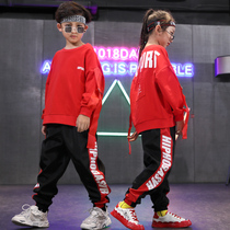 Childrens suit Hip-hop hip-hop jazz clothing loose boys  performance clothes Trendy brand girls plus velvet dance clothes