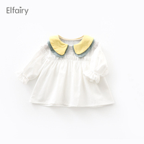 Elfairy Baby Shirt Cute Pure Cotton Girl Doll Dress Shirt Woman Baby Shirt Small Children Spring Autumn Blouse