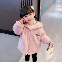 Girls Sweater Cocker Fall and Winter 2022 New Gas Lamb Winter Girls Thicken Childrens Winter Clothing