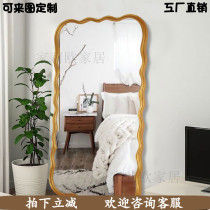 European-style golden porch Wall Wall retro fitting mirror full body floor home custom carved large dressing mirror