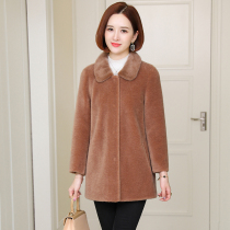 zqqz cashmere coat women long mink fur collar 2020 new slim grain wool fur coat D035