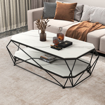 Tea Table Small Family Style Living Room Home Light Luxurious Modern Rock Plate Double Layer Minima Nordic Air Silence Free Installation Advanced Sensation