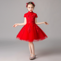 Small Flowers Child Marriage Yarn Dress Children Birthday Evening Gown Princess Dresses Girl Fluffy Yarn Presenter Piano for Autumn