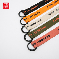 Sanfu 2021 Mens Trend Contrast English Printed Double Ring Belt Casual Belt Male 414509