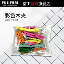 Fuji printing photo flushing color wooden clip set Photo wall decoration literary hemp rope color wooden clip creative