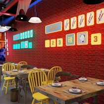 Red brick wallpaper self-adhesive waterproof moisture-proof decoration warm Korean net red hair salon barber shop dormitory male wallpaper personality