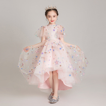 Girl Birthday Gown Flowers Princess Dresses Princess Dress Fluffy Dress Host Walking Show Childrens High-end Piano to Serve Foreign Air