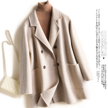 20 autumn and winter New herringbone double-sided cashmere coat womens short woolen small coat