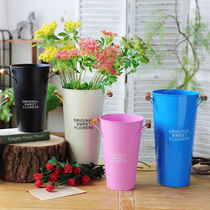 Pastoral colored flower bucket iron bucket flower pot vase tin bucket flower flower flower arrangement decorative ornaments