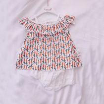 Girls summer short sleeve sling pants two-piece baby Korean style suit shirt baby suit shirt baby set