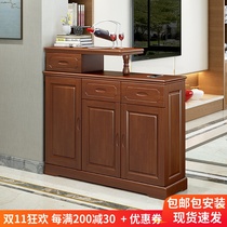 Chinese style solid wood porch cabinet shoe cabinet living room partition cabinet modern minimalist large capacity double-sided foyer cabinet home door