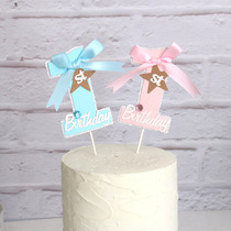 Cake decoration childrens one-year-old card bow cute digital card card boy and girl 1st birthday plug-in