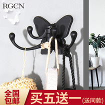 Butterfly adhesive hook black clothes hook wall rear door cloakroom porch folding activity American Wall creative single hook