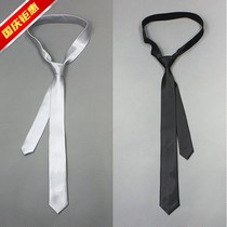 Korean trend student shirt tie boys Korean version handsome business men silver gray pure black decoration graduation