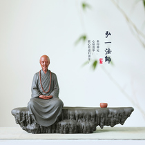 Master Hongici ornaments four eminent monks ceramics purple sand sculptures handicrafts office business gifts gifts