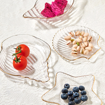 Creative ins Mediterranean tableware Ocean series Phnom Penh glass plate Dessert plate Transparent irregular dessert plate