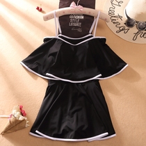 Large size swimsuit female fat mm200 kg Belly Belly thin loose conservative belly skirt skirt type conjoined one-character hot spring flat corner