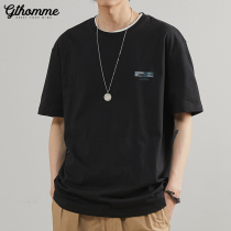 2022 Summer New Men T-Shirt Short Sleeve Printed Round Collar Minimalist Trend 100 Hitch Bottom Loose Half Sleeve Compassion