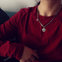 Thailand exquisite heavy industry necklace knock cool 925 sterling silver retro personality short sweater chain round ring female