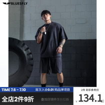 BLUESFLY 2022 New Summer Sportswear Suit Mens Huffg Loose Leisure Training T-shirt Fitness Suit