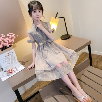 Trend Barra new Korean version of the girl plaid skirt in the big child foreign style dress Summer dress dress