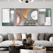 Modern minimalist abstract living room decorative painting triptine painting Nordic sofa background wall hanging painting thousand bird grid high-end mural