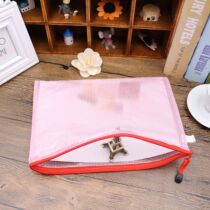 Primary school transparent grid file bag a4 zipper bag Pull edge bag Waterproof file bag storage bag