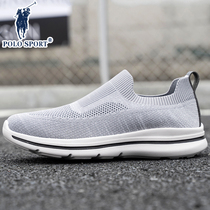 Polo Sport official flagship store tennis shoes mens breathable hollowed-out mens shoes flying sneakers a foot pedal sloth shoes