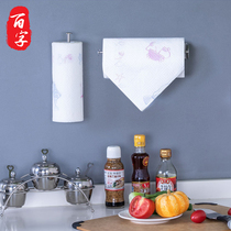 Non-perforated stainless steel kitchen paper towel rack Cling film rack Storage napkin roll paper hanger Wall shelf