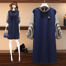 Big woman high-end large size womens clothing 2020 new spring fat sister early autumn thin loose belly dress