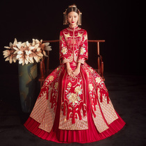 Xiuhe clothing bride 2021 new winter wedding dress Chinese toast clothing thin waist dragon and phoenix coat pregnant women