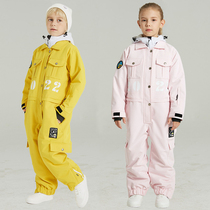 The new thickened children's ski suit boys and girls' waterproof heating and skiing equipment and winter jump uniforms