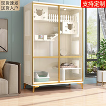 Solid wooden cage household luxury cat villa three storeys super large cat nest free space cat house cage indoor cat cage cage