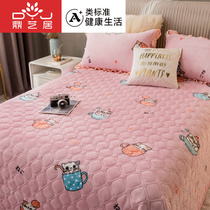 Not easy to wrinkle thick milk fleece bed single piece coral velvet flannel three-piece set winter warm crystal velvet non-slip