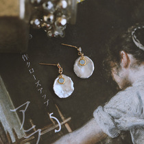 s925 silver needle Baroque pearl earrings 2021 New Tide micro inlaid blue zirconium retro palace temperament ear clip female