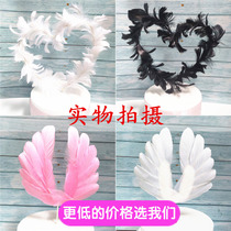 Feather cake decoration white feather wings decoration luminous angel big wings Beautiful cake decoration big feathers