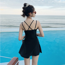 Swimsuit female Summer fairy conservative thin one-piece flat angle large size waist sexy Korean ins net red student swimsuit