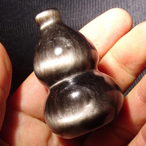 Water jade ice soul natural obsidian gourd handle Silver thermalite fat gourd bag trailer hanging ornaments