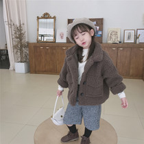 Cute hairy cotton-padded clothing Han Fan boys and girls thick small cotton padded jacket children lamb wool padded loose cotton coat 435