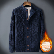 2021 winter cotton coat mens sweater velvet thickened cardigan Knitwear loose casual lambskin jacket trend